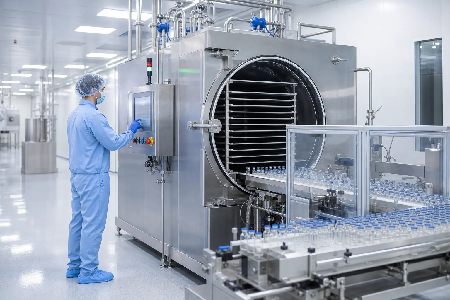 Pharmaceutical lyophilizer and automated vial loading unit